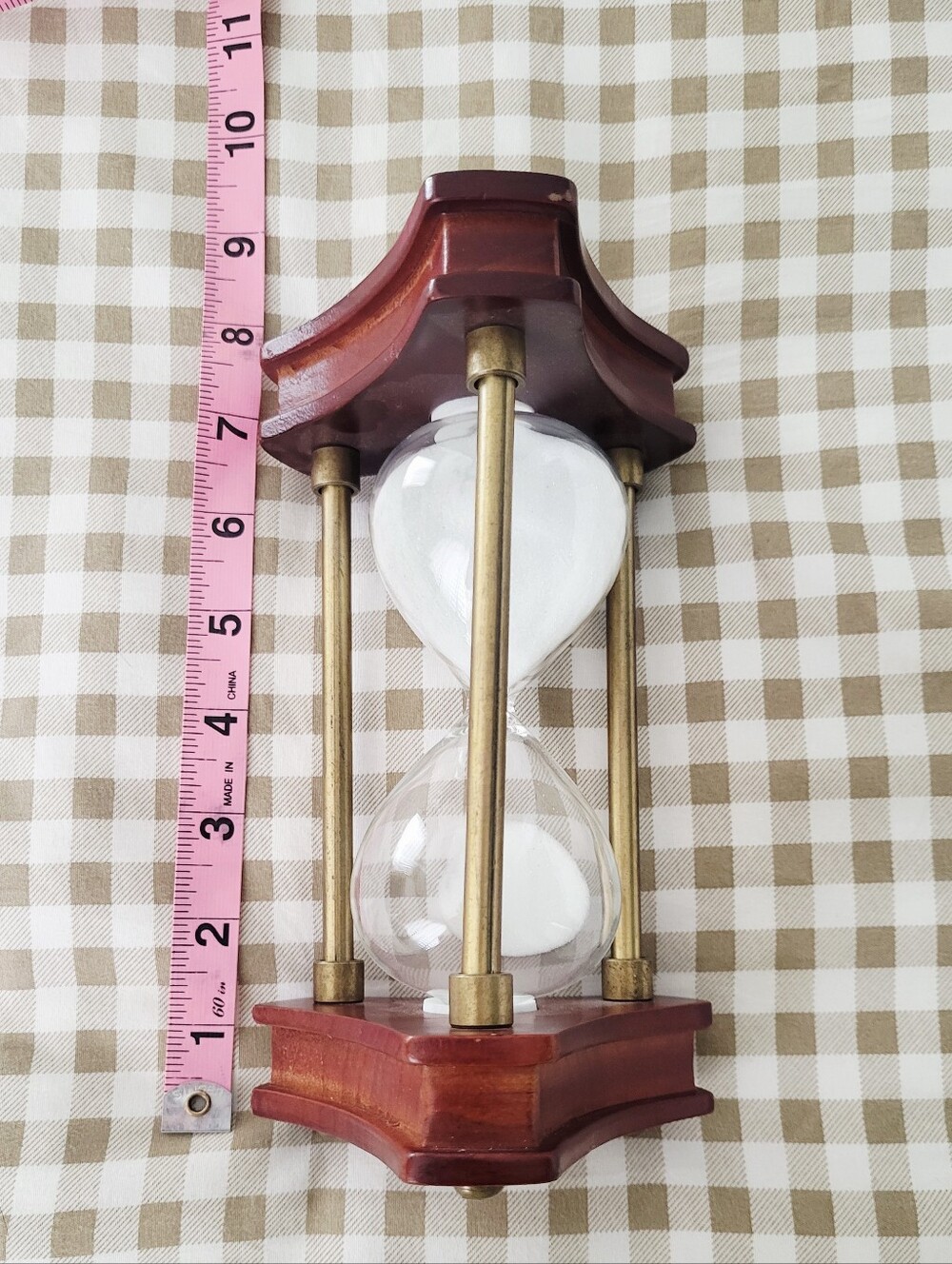 Wood and Brass Hourglass Sand Timer - White Sand - Picture 9 of 9